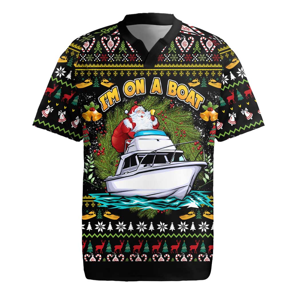 Santa On A Boat Rugby Jersey Christmas Gifts DT04 - Wonder Print Shop