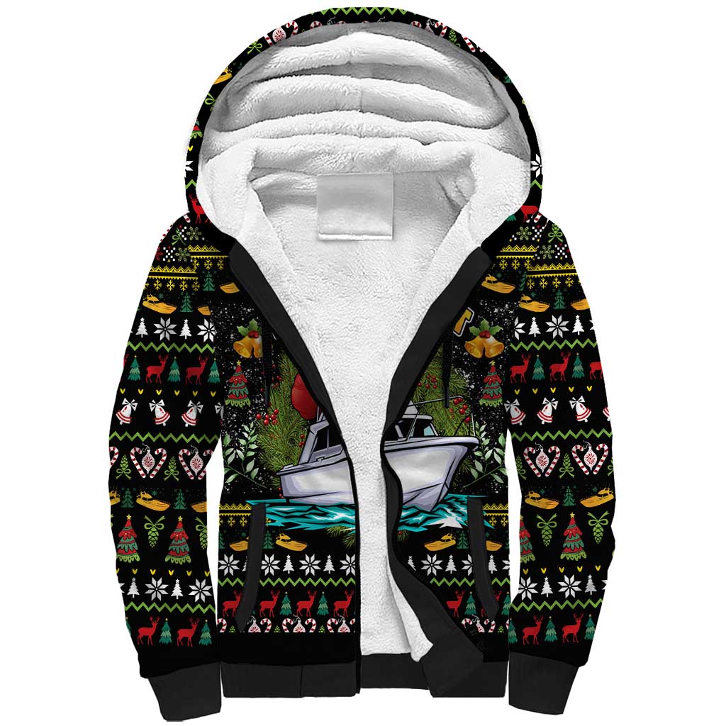 Santa On A Boat Sherpa Hoodie Christmas Gifts DT04 - Wonder Print Shop