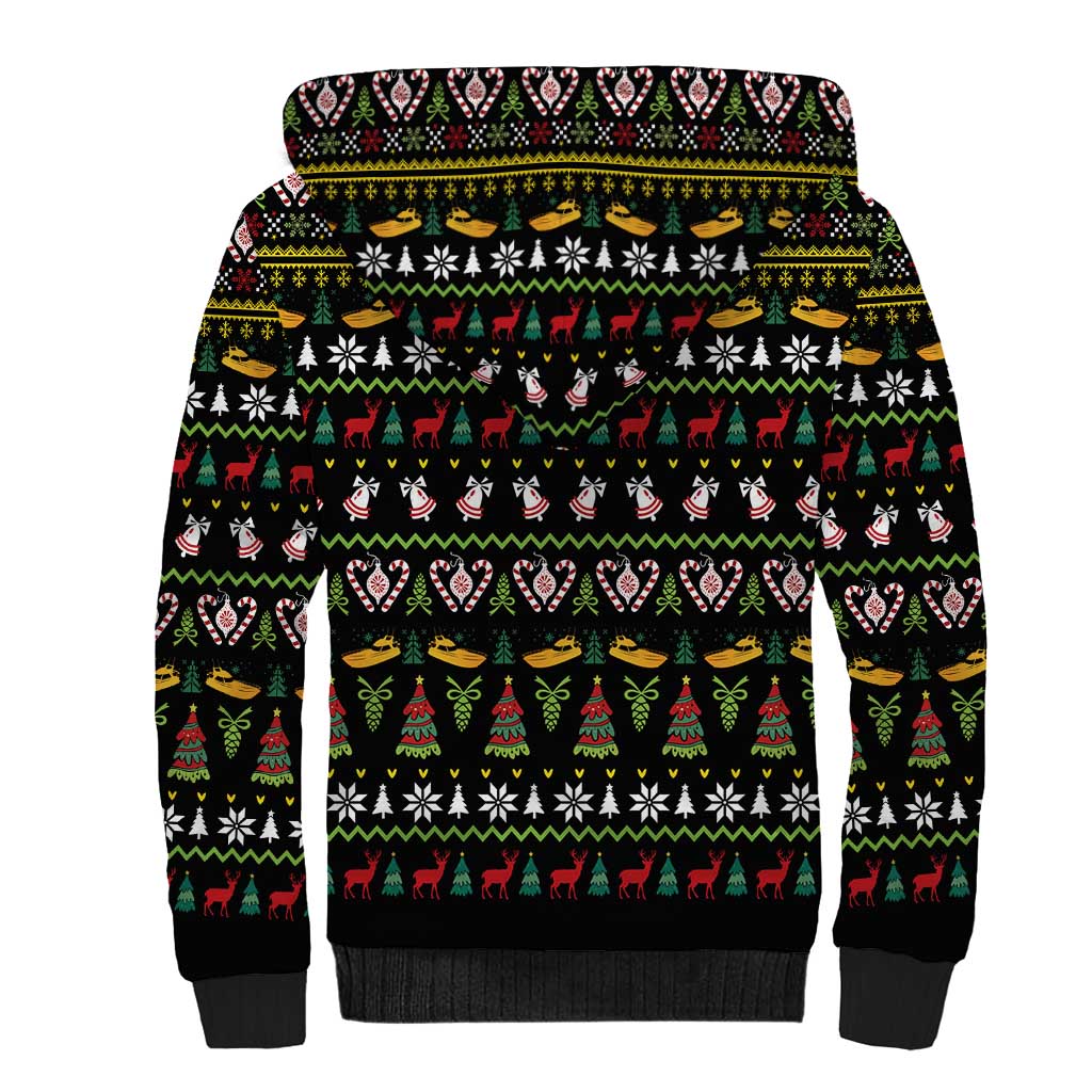 Santa On A Boat Sherpa Hoodie Christmas Gifts DT04 - Wonder Print Shop