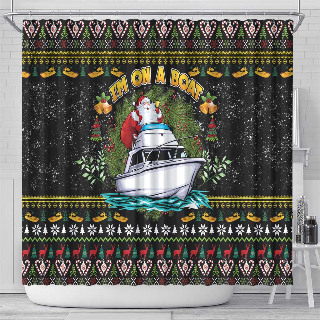 Santa On A Boat Shower Curtain Christmas Gifts