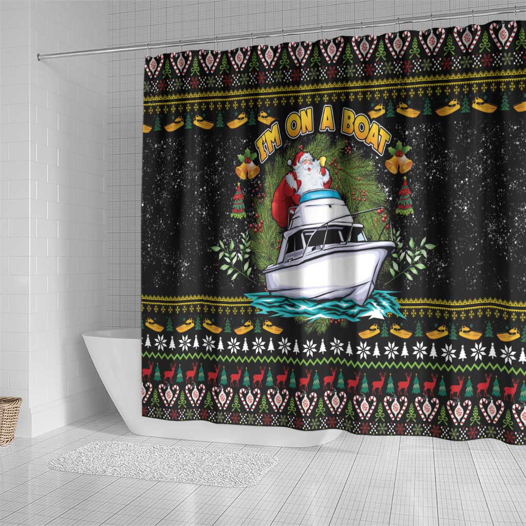 Santa On A Boat Shower Curtain Christmas Gifts