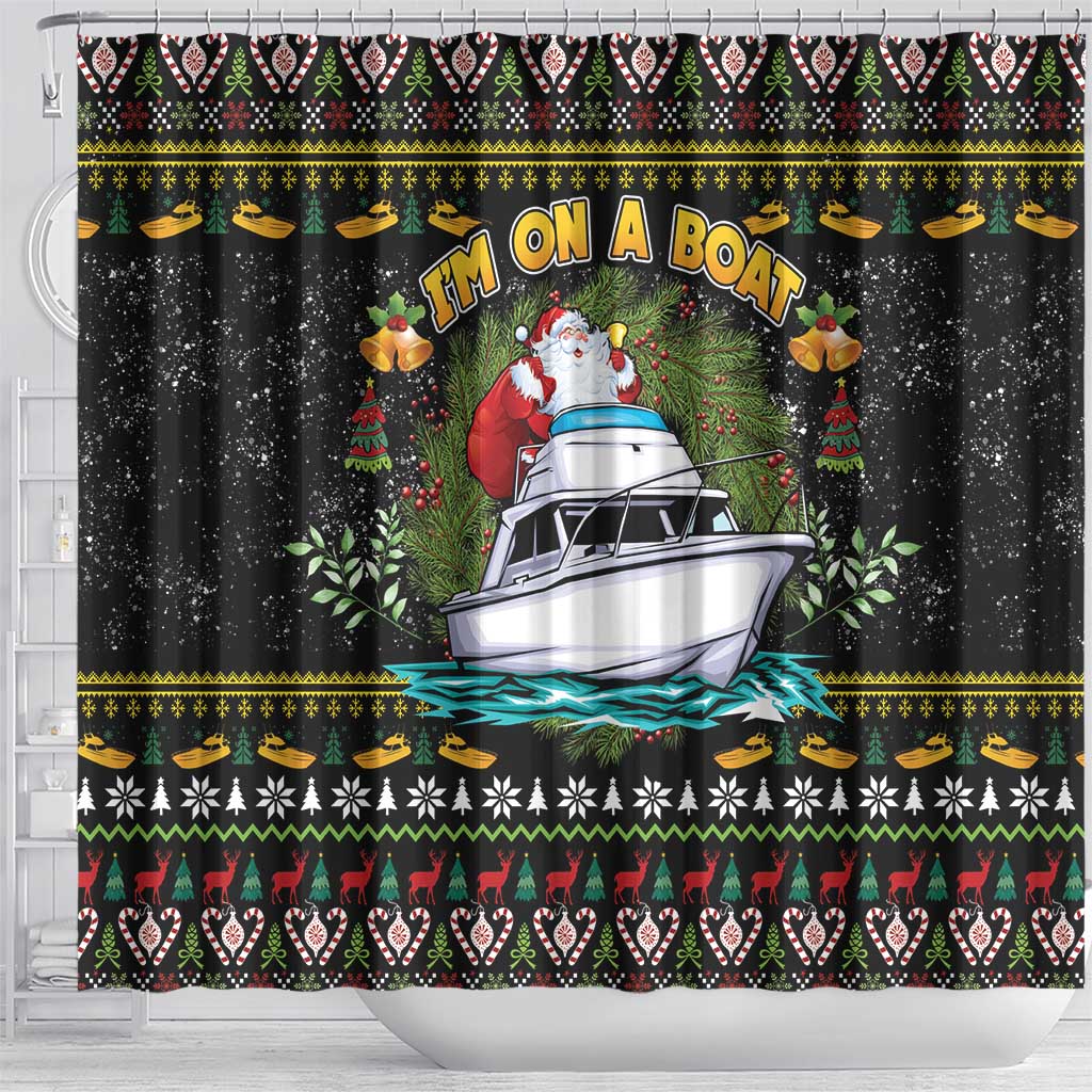 Santa On A Boat Shower Curtain Christmas Gifts