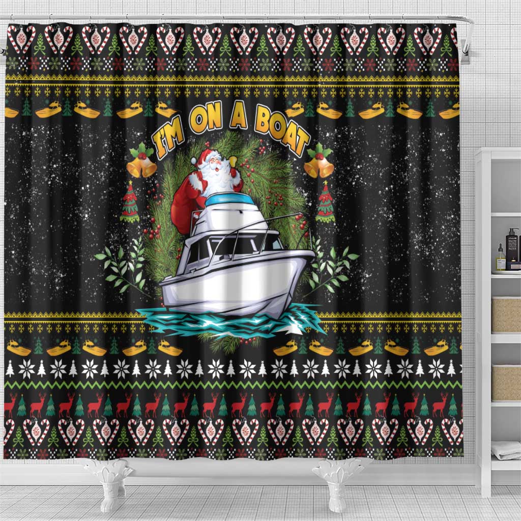 Santa On A Boat Shower Curtain Christmas Gifts
