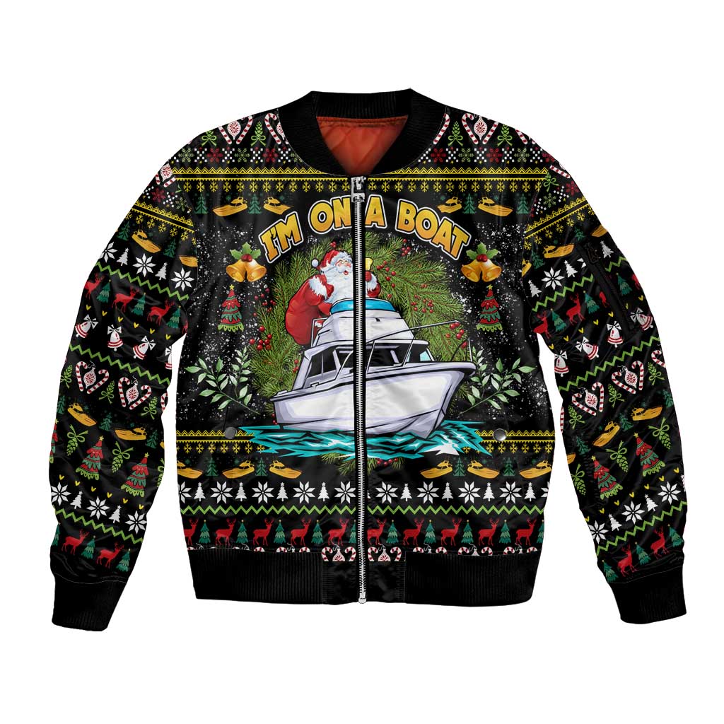 Santa On A Boat Sleeve Zip Bomber Jacket Christmas Gifts DT04 - Wonder Print Shop