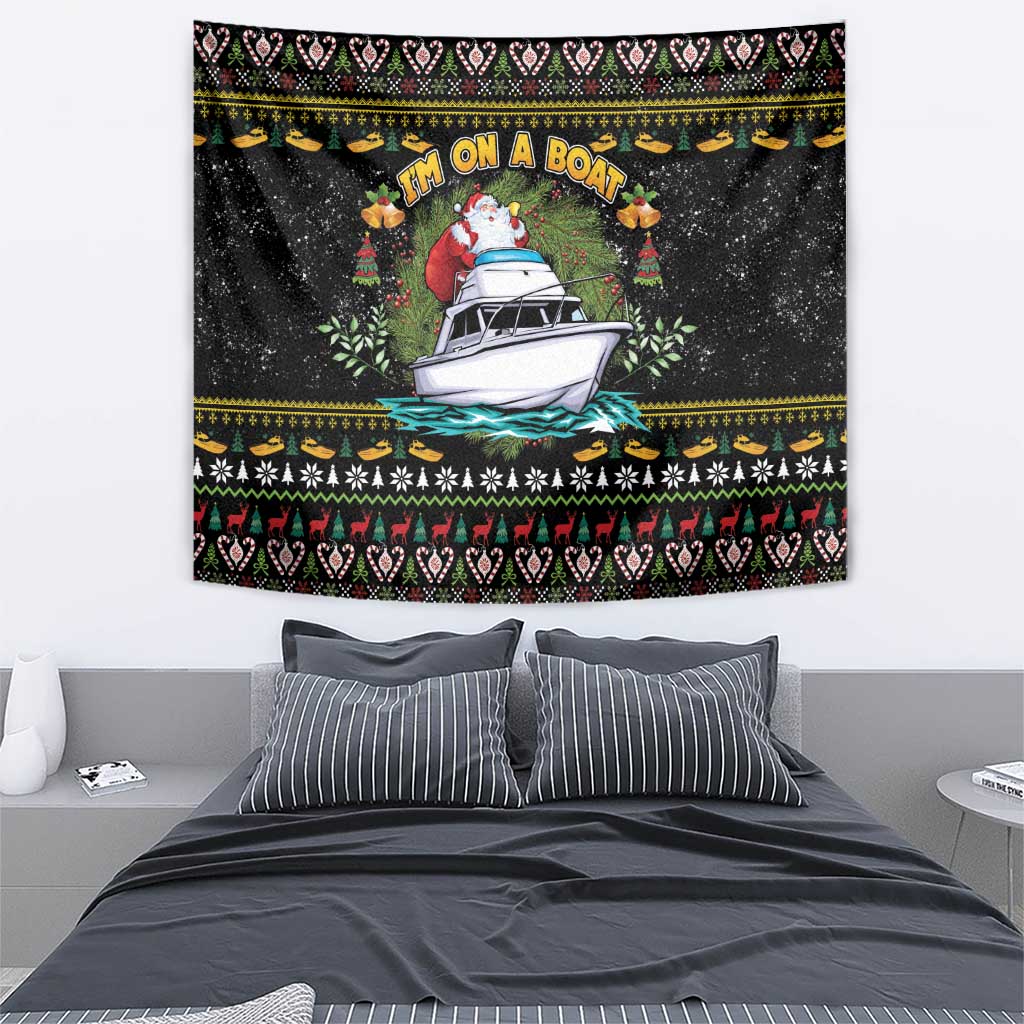 Santa On A Boat Tapestry Christmas Gifts DT04 - Wonder Print Shop