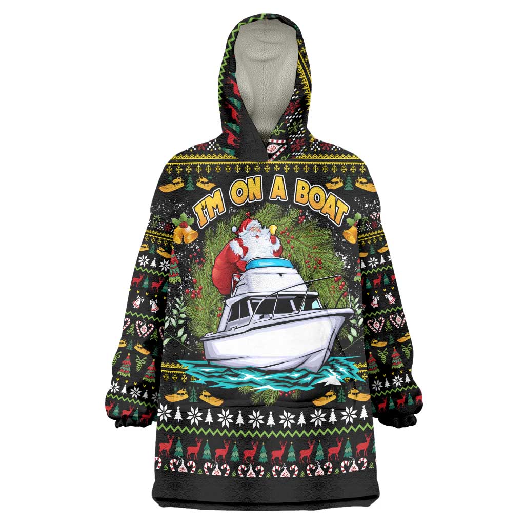 Santa On A Boat Wearable Blanket Hoodie Christmas Gifts DT04 - Wonder Print Shop