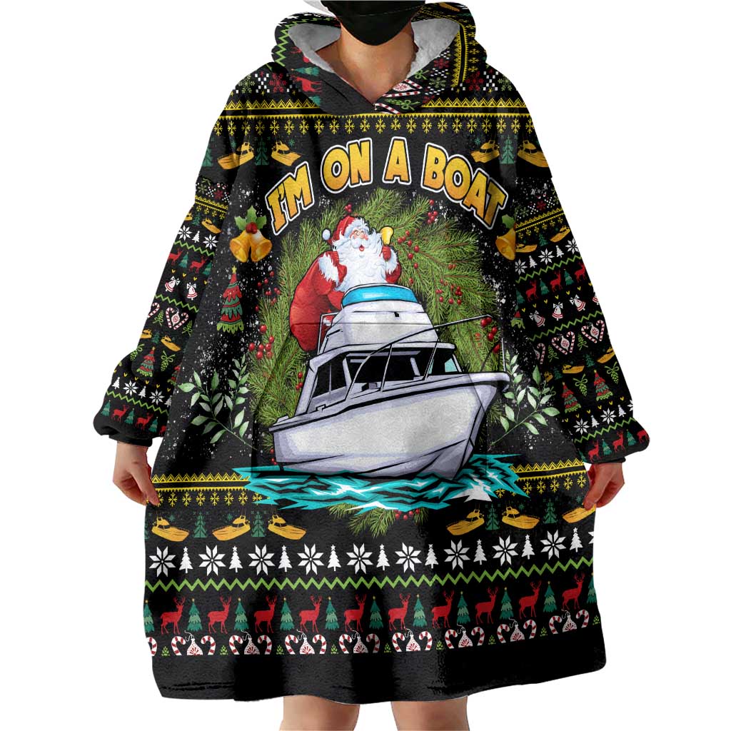 Santa On A Boat Wearable Blanket Hoodie Christmas Gifts DT04 - Wonder Print Shop