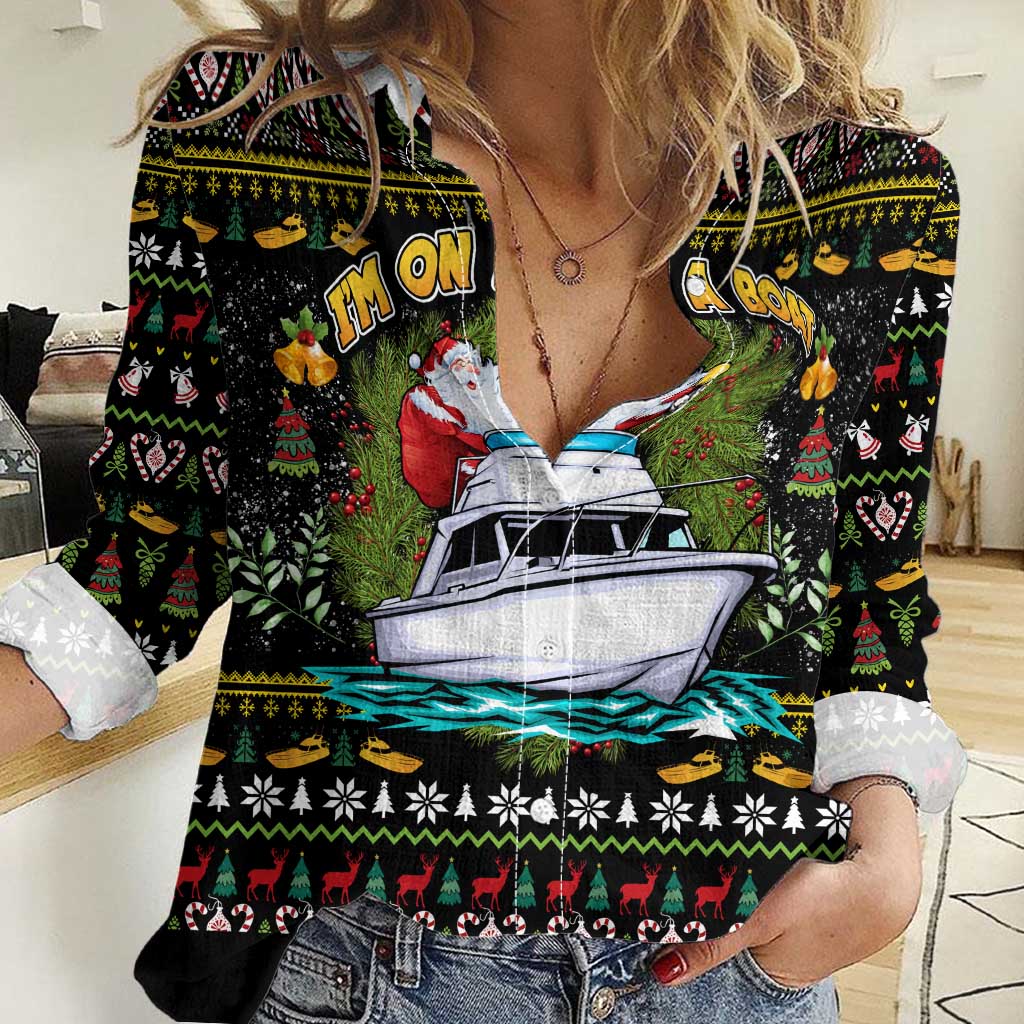 Santa On A Boat Women Casual Shirt Christmas Gifts DT04 - Wonder Print Shop