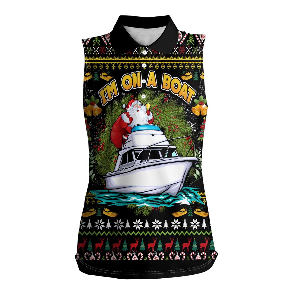 Santa On A Boat Women Sleeveless Polo Shirt Christmas Gifts DT04 - Wonder Print Shop