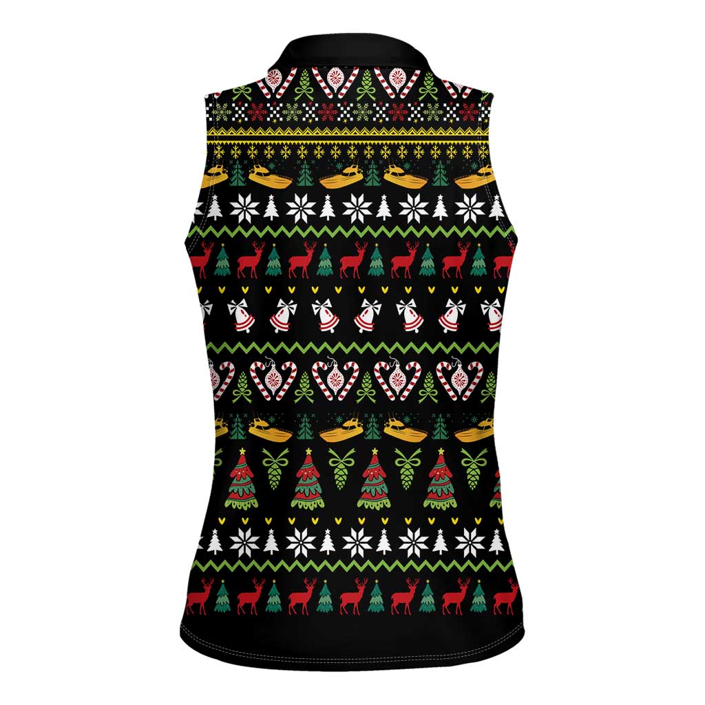 Santa On A Boat Women Sleeveless Polo Shirt Christmas Gifts DT04 - Wonder Print Shop