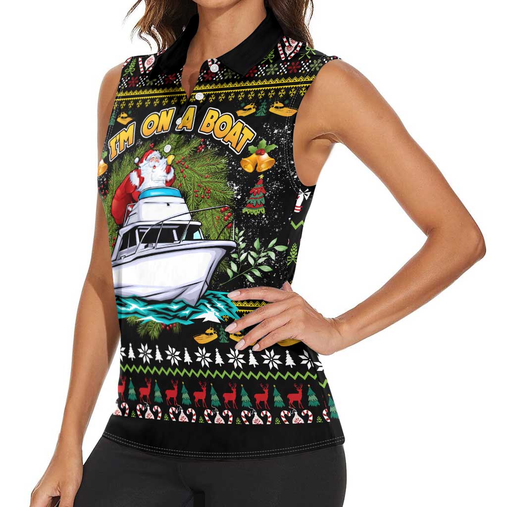 Santa On A Boat Women Sleeveless Polo Shirt Christmas Gifts DT04 - Wonder Print Shop