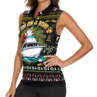 Santa On A Boat Women Sleeveless Polo Shirt Christmas Gifts DT04 - Wonder Print Shop
