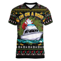 Santa On A Boat Women V-Neck T-Shirt Christmas Gifts DT04 - Wonder Print Shop