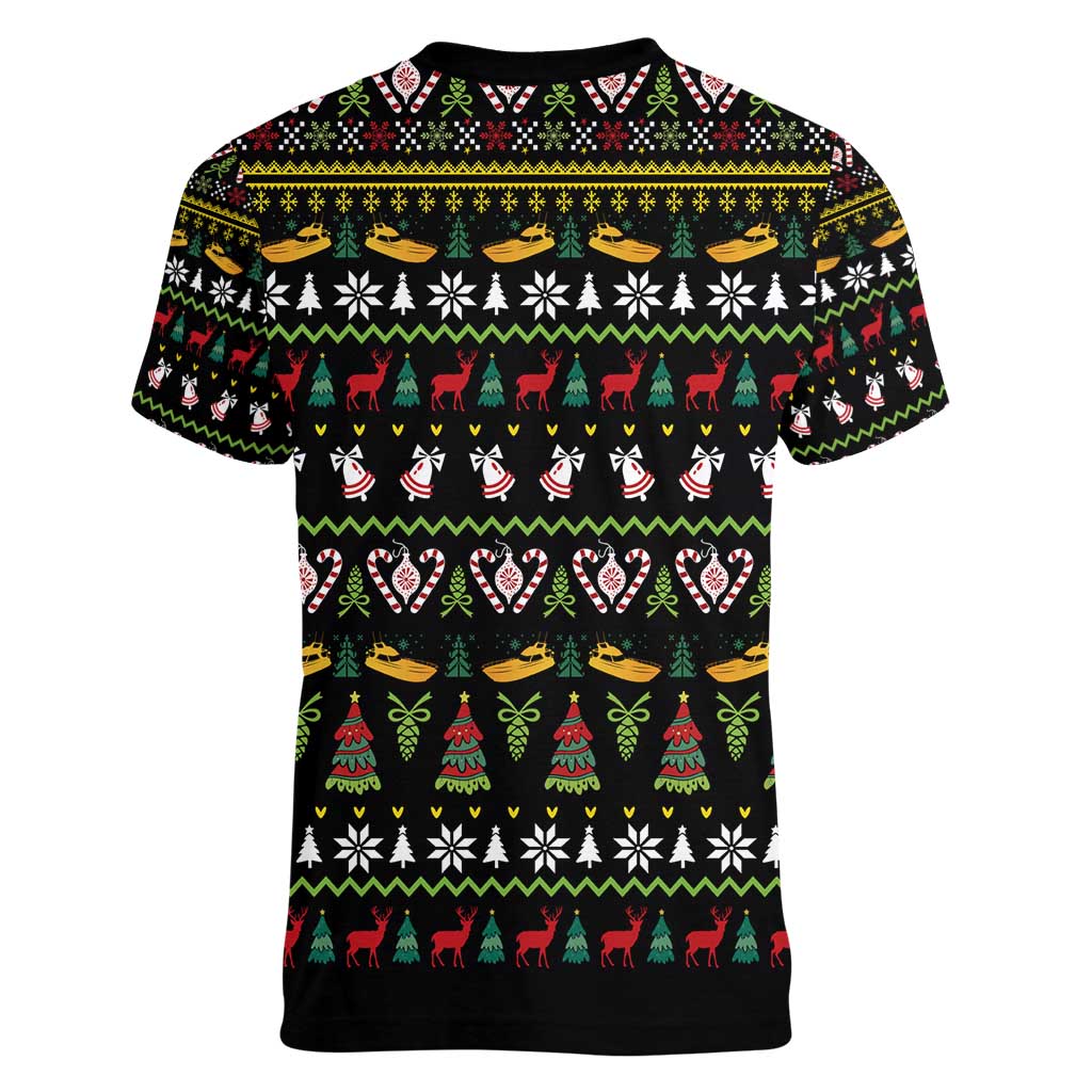 Santa On A Boat Women V-Neck T-Shirt Christmas Gifts DT04 - Wonder Print Shop