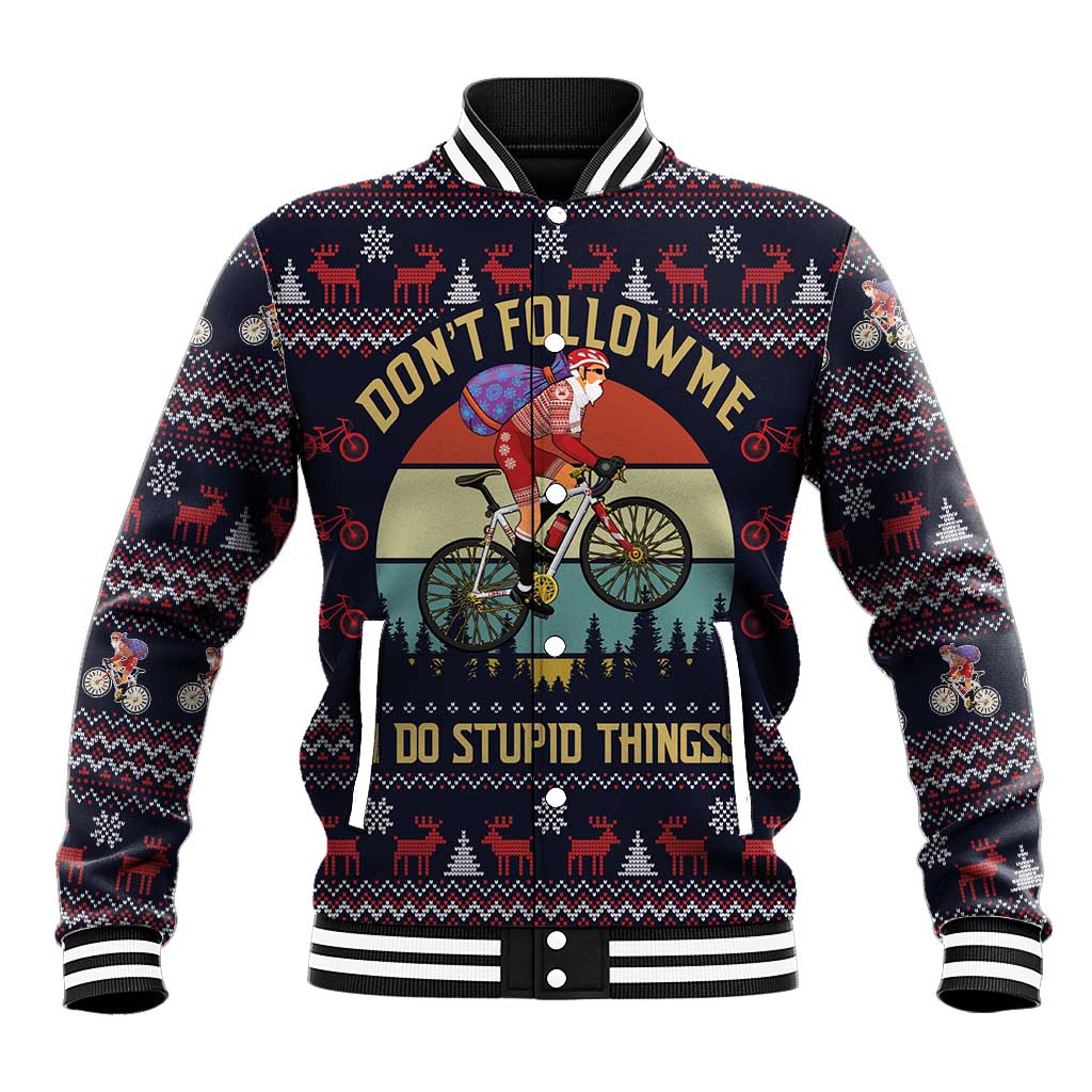 Santa Claus On Mountain Bike Baseball Jacket Christmas Gifts DT04 - Wonder Print Shop
