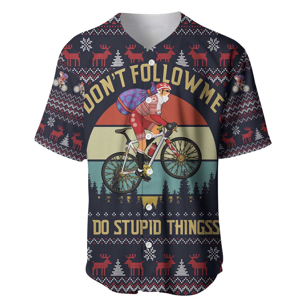 Santa Claus On Mountain Bike Baseball Jersey Christmas Gifts DT04 - Wonder Print Shop