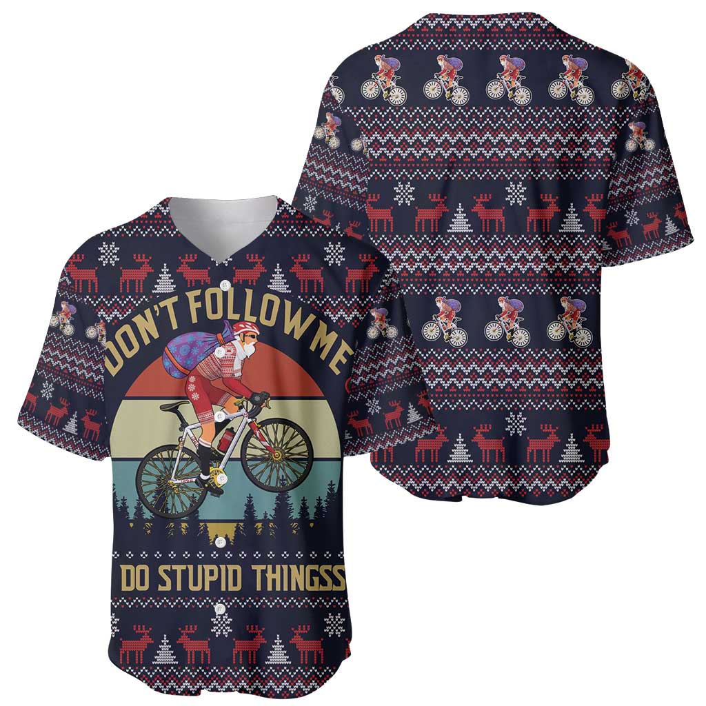 Santa Claus On Mountain Bike Baseball Jersey Christmas Gifts DT04 - Wonder Print Shop