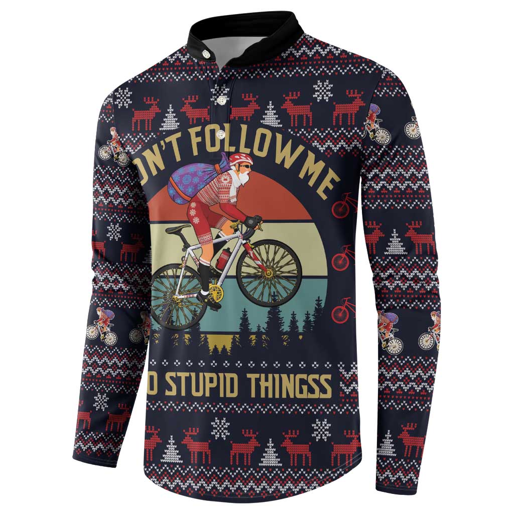 Santa Claus On Mountain Bike Button Sweatshirt Christmas Gifts DT04 - Wonder Print Shop