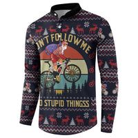 Santa Claus On Mountain Bike Button Sweatshirt Christmas Gifts DT04 - Wonder Print Shop