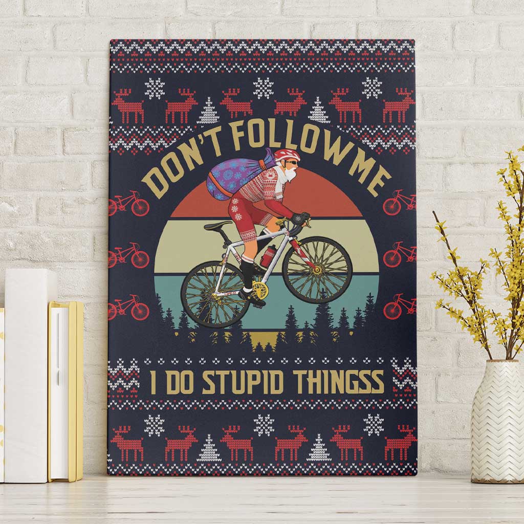 Santa Claus On Mountain Bike Canvas Wall Art Christmas Gifts DT04 - Wonder Print Shop