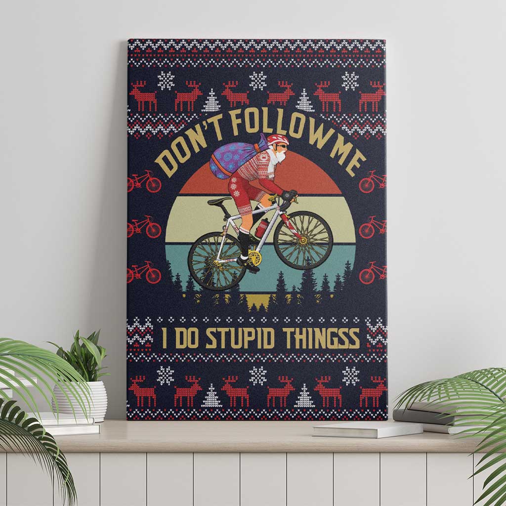 Santa Claus On Mountain Bike Canvas Wall Art Christmas Gifts DT04 - Wonder Print Shop