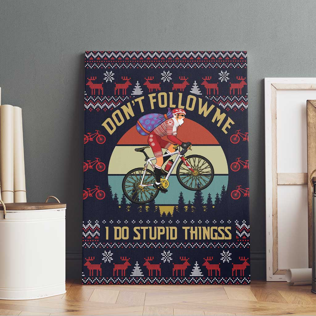 Santa Claus On Mountain Bike Canvas Wall Art Christmas Gifts DT04 - Wonder Print Shop