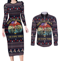 Santa Claus On Mountain Bike Couples Matching Long Sleeve Bodycon Dress and Long Sleeve Button Shirt Christmas Gifts DT04 - Wonder Print Shop