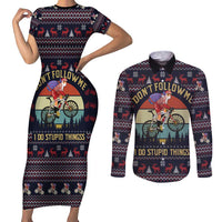Santa Claus On Mountain Bike Couples Matching Short Sleeve Bodycon Dress and Long Sleeve Button Shirt Christmas Gifts DT04 - Wonder Print Shop
