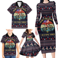 Santa Claus On Mountain Bike Family Matching Long Sleeve Bodycon Dress and Hawaiian Shirt Christmas Gifts DT04 - Wonder Print Shop