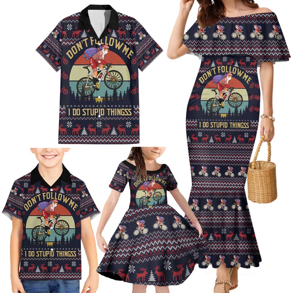 Santa Claus On Mountain Bike Family Matching Mermaid Dress and Hawaiian Shirt Christmas Gifts DT04 - Wonder Print Shop