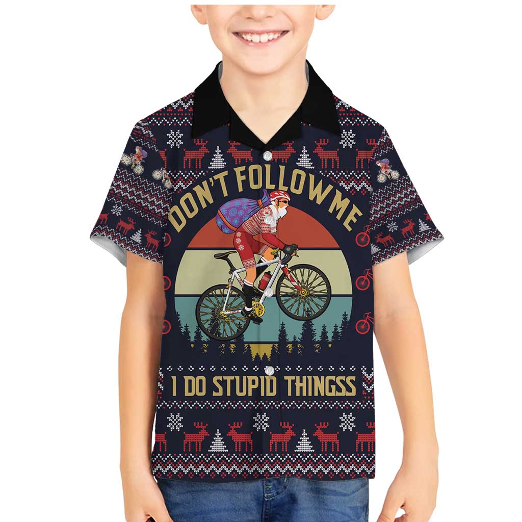 Santa Claus On Mountain Bike Family Matching Mermaid Dress and Hawaiian Shirt Christmas Gifts DT04 - Wonder Print Shop