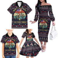 Santa Claus On Mountain Bike Family Matching Off The Shoulder Long Sleeve Dress and Hawaiian Shirt Christmas Gifts DT04 - Wonder Print Shop