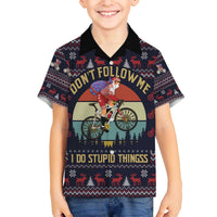 Santa Claus On Mountain Bike Family Matching Off The Shoulder Long Sleeve Dress and Hawaiian Shirt Christmas Gifts DT04 - Wonder Print Shop