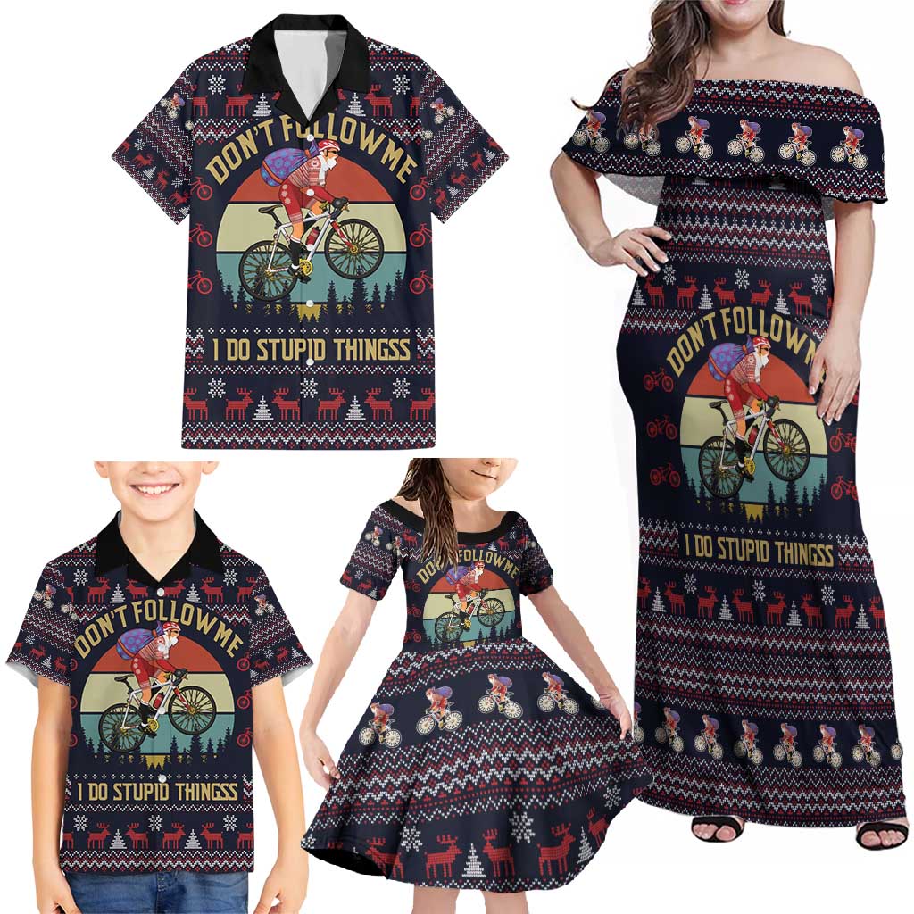 Santa Claus On Mountain Bike Family Matching Off Shoulder Maxi Dress and Hawaiian Shirt Christmas Gifts DT04 - Wonder Print Shop
