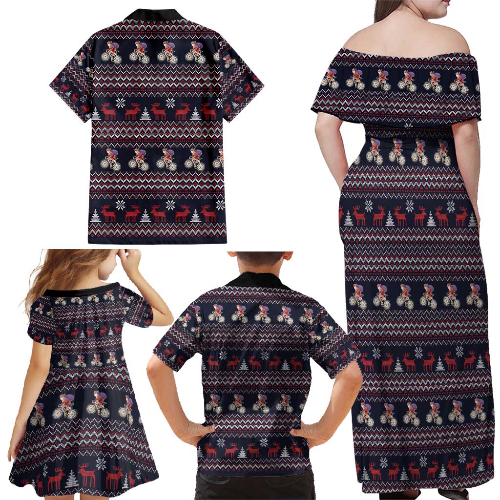 Santa Claus On Mountain Bike Family Matching Off Shoulder Maxi Dress and Hawaiian Shirt Christmas Gifts DT04 - Wonder Print Shop