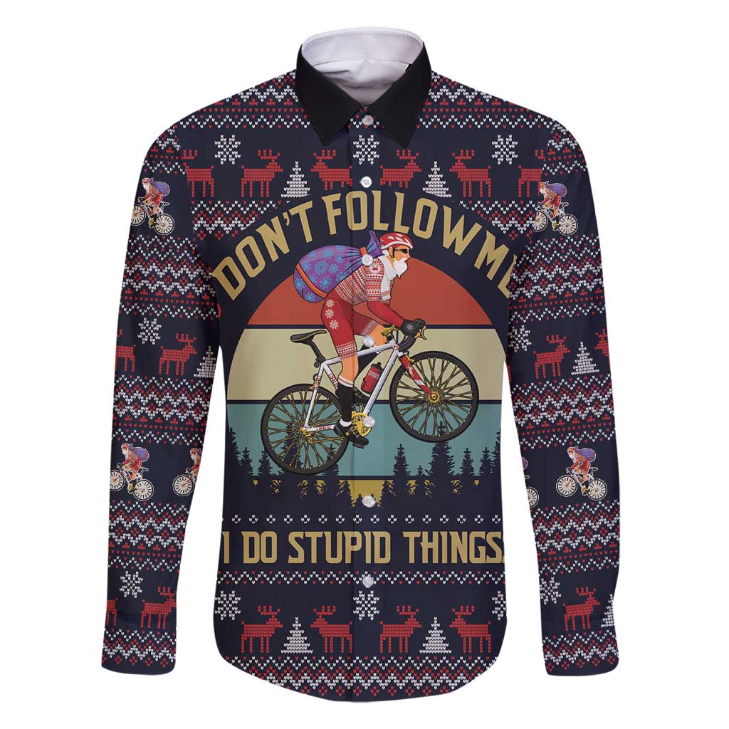 Santa Claus On Mountain Bike Family Matching Off Shoulder Short Dress and Hawaiian Shirt Christmas Gifts DT04 - Wonder Print Shop