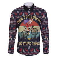 Santa Claus On Mountain Bike Family Matching Off Shoulder Short Dress and Hawaiian Shirt Christmas Gifts DT04 - Wonder Print Shop