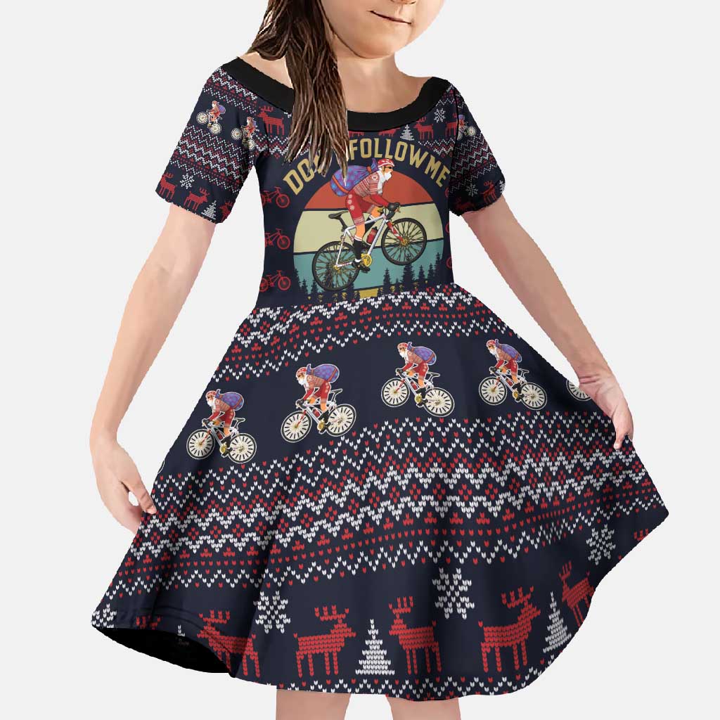 Santa Claus On Mountain Bike Family Matching Short Sleeve Bodycon Dress and Hawaiian Shirt Christmas Gifts DT04 - Wonder Print Shop