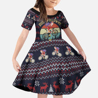 Santa Claus On Mountain Bike Family Matching Short Sleeve Bodycon Dress and Hawaiian Shirt Christmas Gifts DT04 - Wonder Print Shop