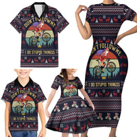 Santa Claus On Mountain Bike Family Matching Short Sleeve Bodycon Dress and Hawaiian Shirt Christmas Gifts DT04 - Wonder Print Shop