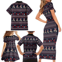 Santa Claus On Mountain Bike Family Matching Short Sleeve Bodycon Dress and Hawaiian Shirt Christmas Gifts DT04 - Wonder Print Shop