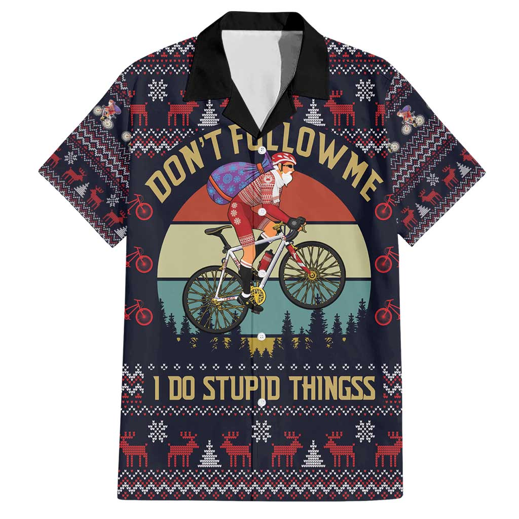 Santa Claus On Mountain Bike Family Matching Short Sleeve Bodycon Dress and Hawaiian Shirt Christmas Gifts DT04 - Wonder Print Shop