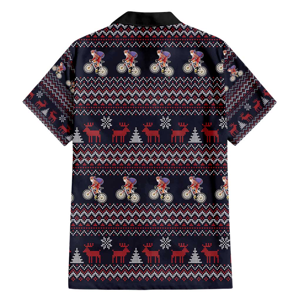 Santa Claus On Mountain Bike Family Matching Short Sleeve Bodycon Dress and Hawaiian Shirt Christmas Gifts DT04 - Wonder Print Shop