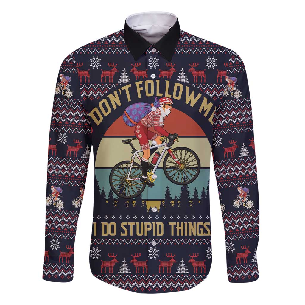 Santa Claus On Mountain Bike Family Matching Short Sleeve Bodycon Dress and Hawaiian Shirt Christmas Gifts DT04 - Wonder Print Shop