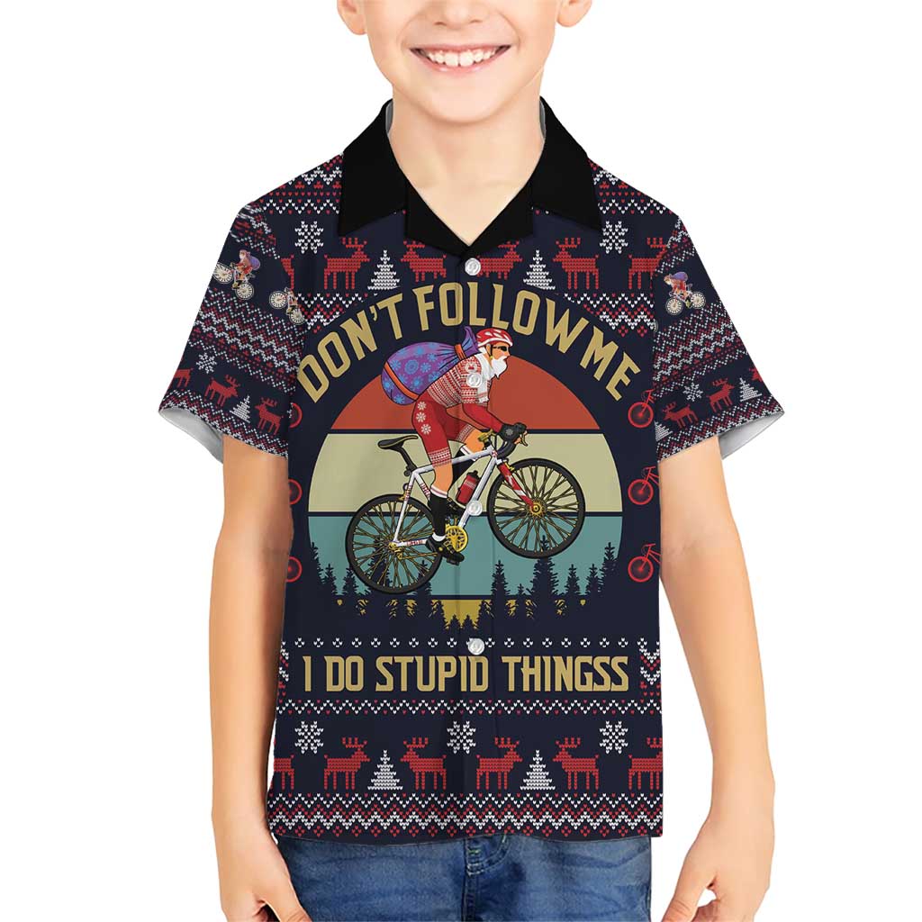 Santa Claus On Mountain Bike Family Matching Short Sleeve Bodycon Dress and Hawaiian Shirt Christmas Gifts DT04 - Wonder Print Shop
