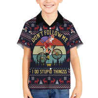 Santa Claus On Mountain Bike Family Matching Short Sleeve Bodycon Dress and Hawaiian Shirt Christmas Gifts DT04 - Wonder Print Shop