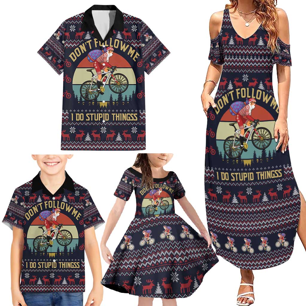 Santa Claus On Mountain Bike Family Matching Summer Maxi Dress and Hawaiian Shirt Christmas Gifts DT04 - Wonder Print Shop