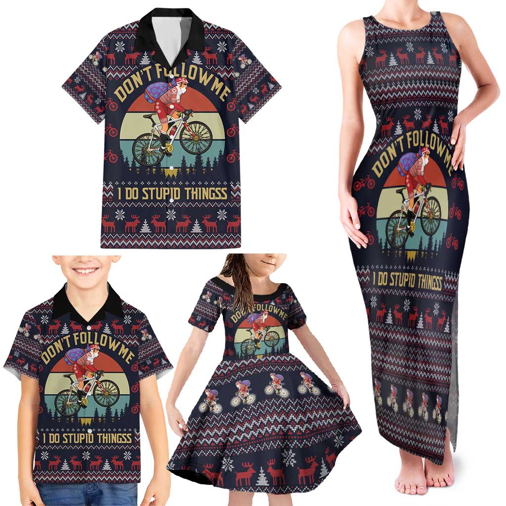 Santa Claus On Mountain Bike Family Matching Tank Maxi Dress and Hawaiian Shirt Christmas Gifts DT04 - Wonder Print Shop