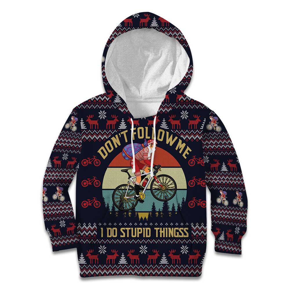 Santa Claus On Mountain Bike Kid Hoodie Christmas Gifts DT04 - Wonder Print Shop
