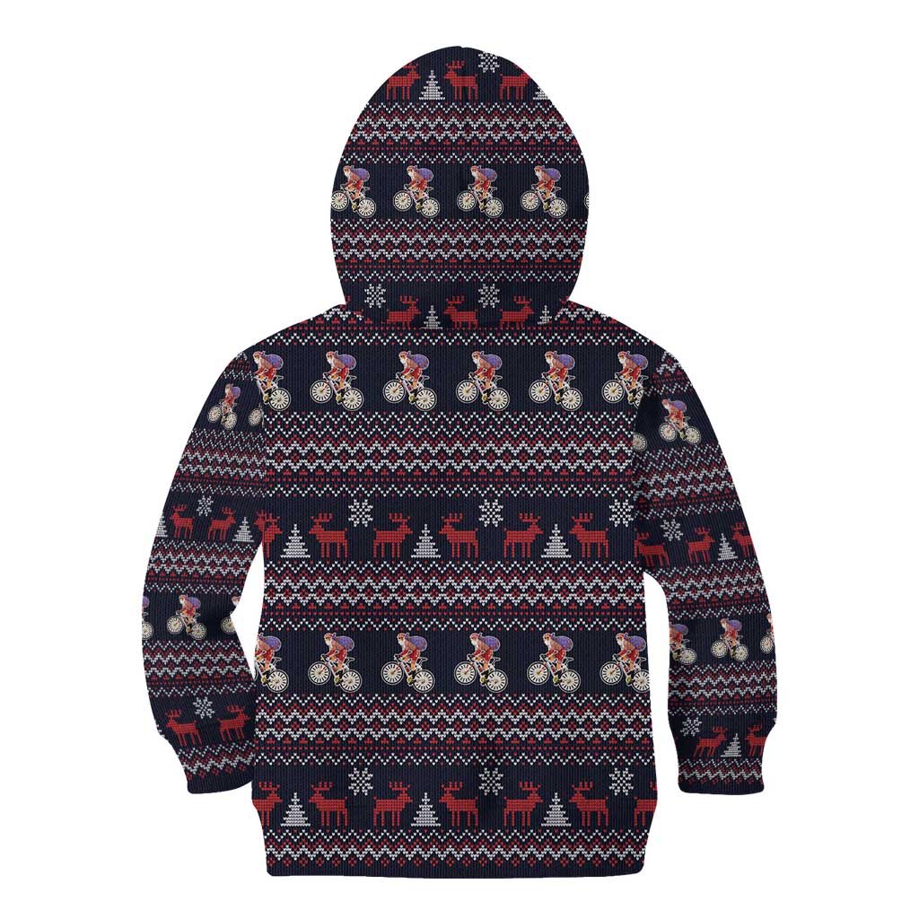 Santa Claus On Mountain Bike Kid Hoodie Christmas Gifts DT04 - Wonder Print Shop